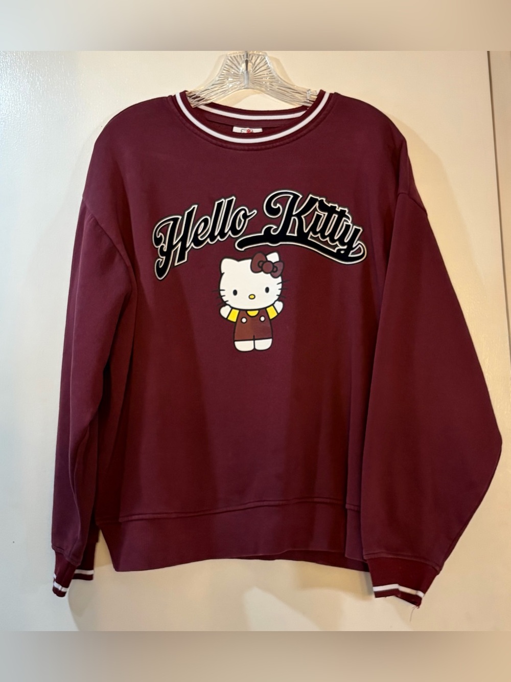 Hello Kitty x Primark Maroon Crewneck Sweatshirt Womens Size L